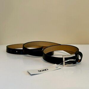 Asos Croc Vegan Leather Belt in Black w/ Silver Hardware Size 16/18 (NWT)